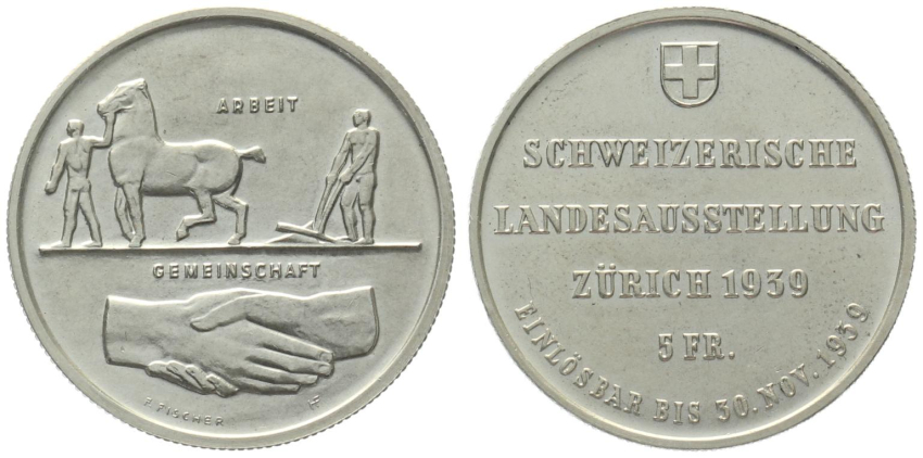 5 Franken 1939 B Landesausstellung Zürich